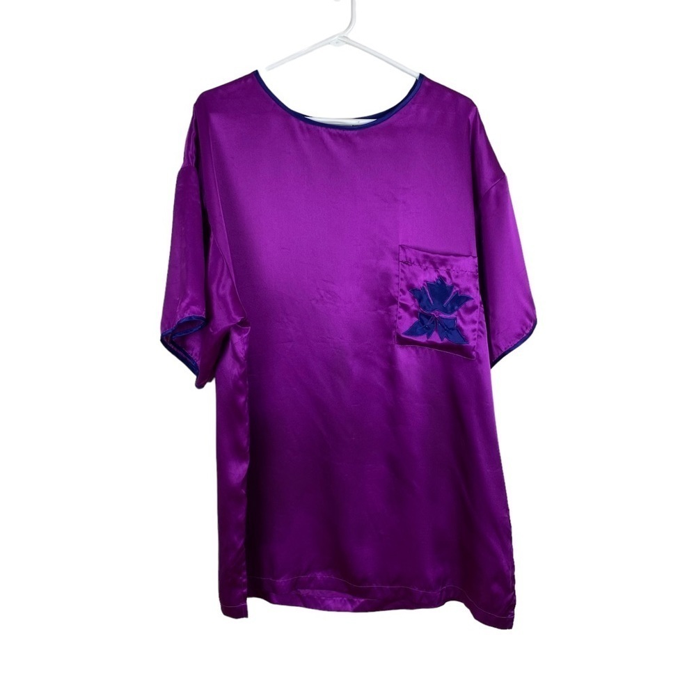 Vintage Victoria’s Secret Gold Label Nightgown Women’s Size L Purple Satin - Picture 3 of 8